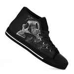 Monochrome Punk Skull Print Black High Top Shoes