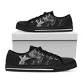 Monochrome Punk Skull Print Black Low Top Sneakers