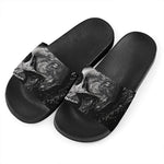 Monochrome Punk Skull Print Black Slide Sandals