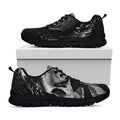 Monochrome Punk Skull Print Black Running Shoes