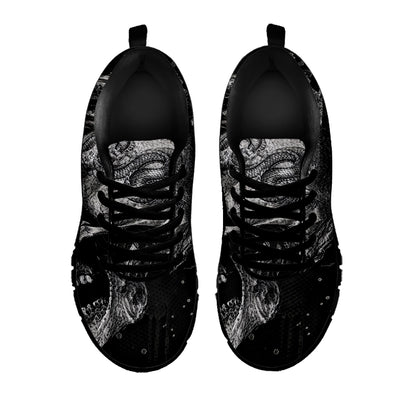 Monochrome Punk Skull Print Black Sneakers