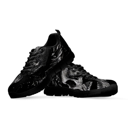 Monochrome Punk Skull Print Black Sneakers