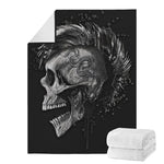 Monochrome Punk Skull Print Blanket