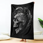 Monochrome Punk Skull Print Blanket