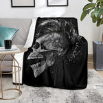 Monochrome Punk Skull Print Blanket
