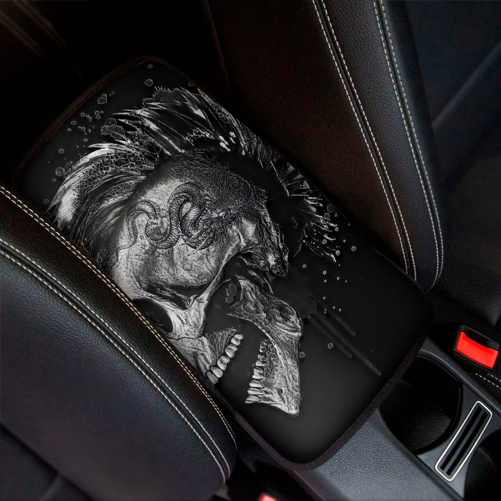 Monochrome Punk Skull Print Car Center Console Cover