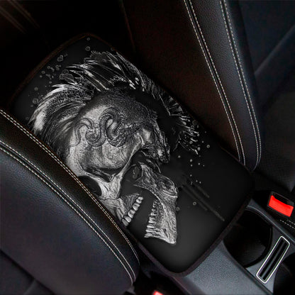 Monochrome Punk Skull Print Car Center Console Cover