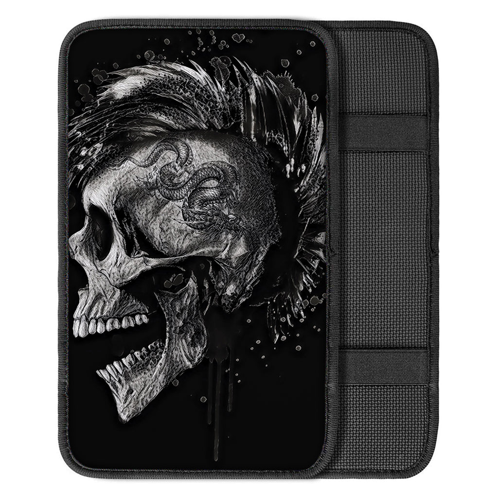Monochrome Punk Skull Print Car Center Console Cover