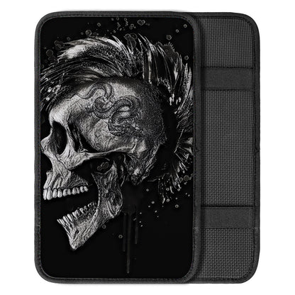 Monochrome Punk Skull Print Car Center Console Cover
