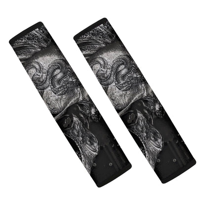 Monochrome Punk Skull Print Car Seat Belt Covers
