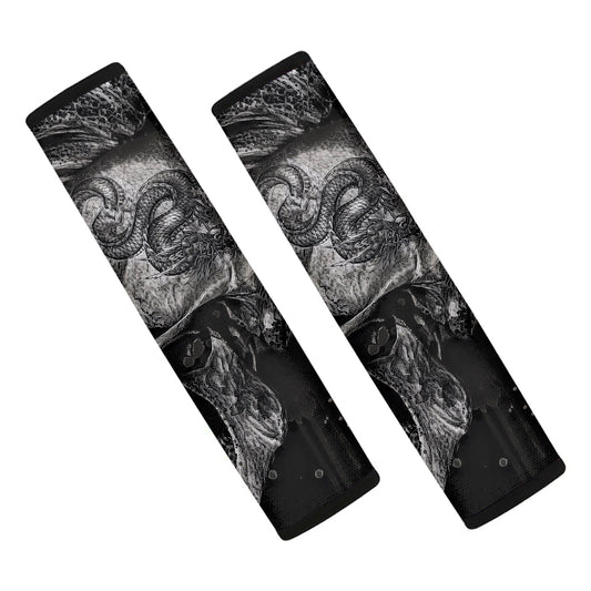 Monochrome Punk Skull Print Car Seat Belt Covers