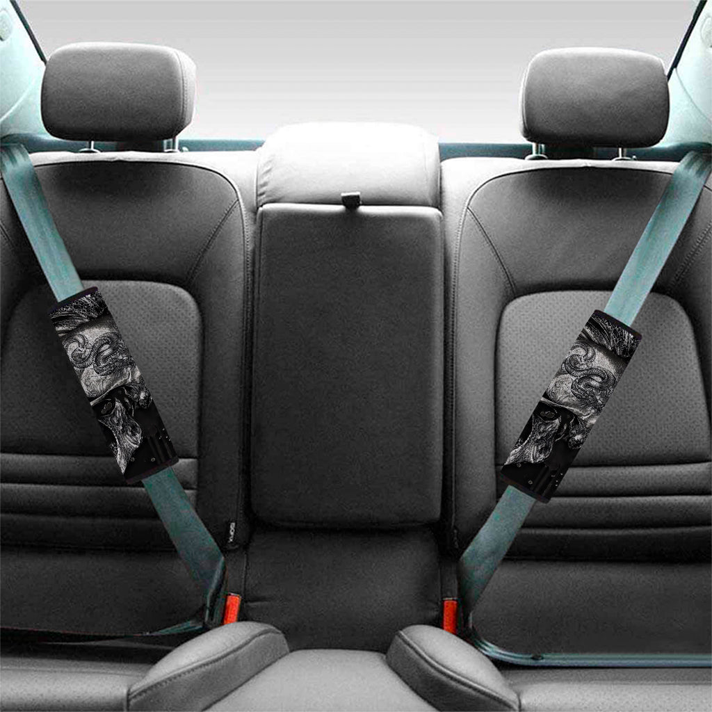 Monochrome Punk Skull Print Car Seat Belt Covers