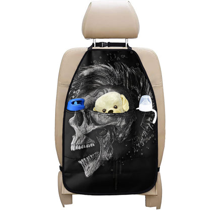 Monochrome Punk Skull Print Car Seat Organizers