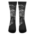 Monochrome Punk Skull Print Crew Socks