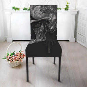 Monochrome Punk Skull Print Dining Chair Slipcover