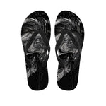Monochrome Punk Skull Print Flip Flops