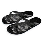 Monochrome Punk Skull Print Flip Flops