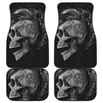 Monochrome Punk Skull Print Front and Back Car Floor Mats