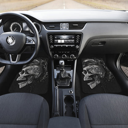 Monochrome Punk Skull Print Front Car Floor Mats
