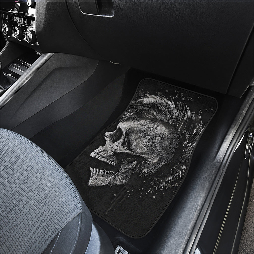 Monochrome Punk Skull Print Front Car Floor Mats