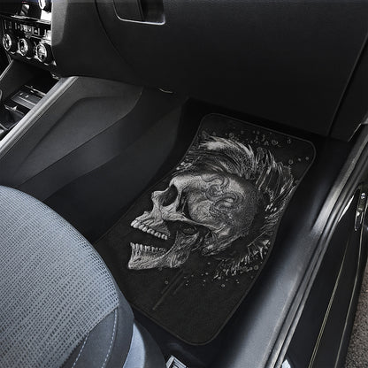 Monochrome Punk Skull Print Front Car Floor Mats