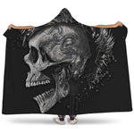 Monochrome Punk Skull Print Hooded Blanket