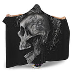 Monochrome Punk Skull Print Hooded Blanket