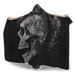 Monochrome Punk Skull Print Hooded Blanket