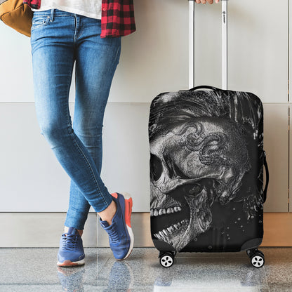 Monochrome Punk Skull Print Luggage Cover