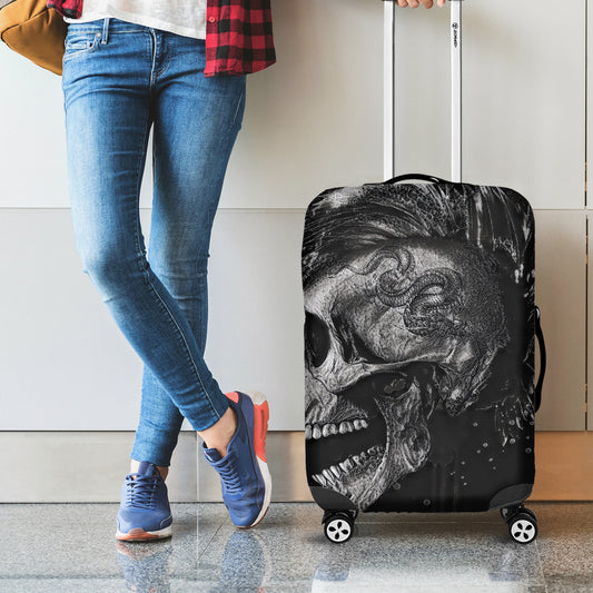 Monochrome Punk Skull Print Luggage Cover