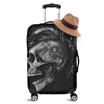 Monochrome Punk Skull Print Luggage Cover