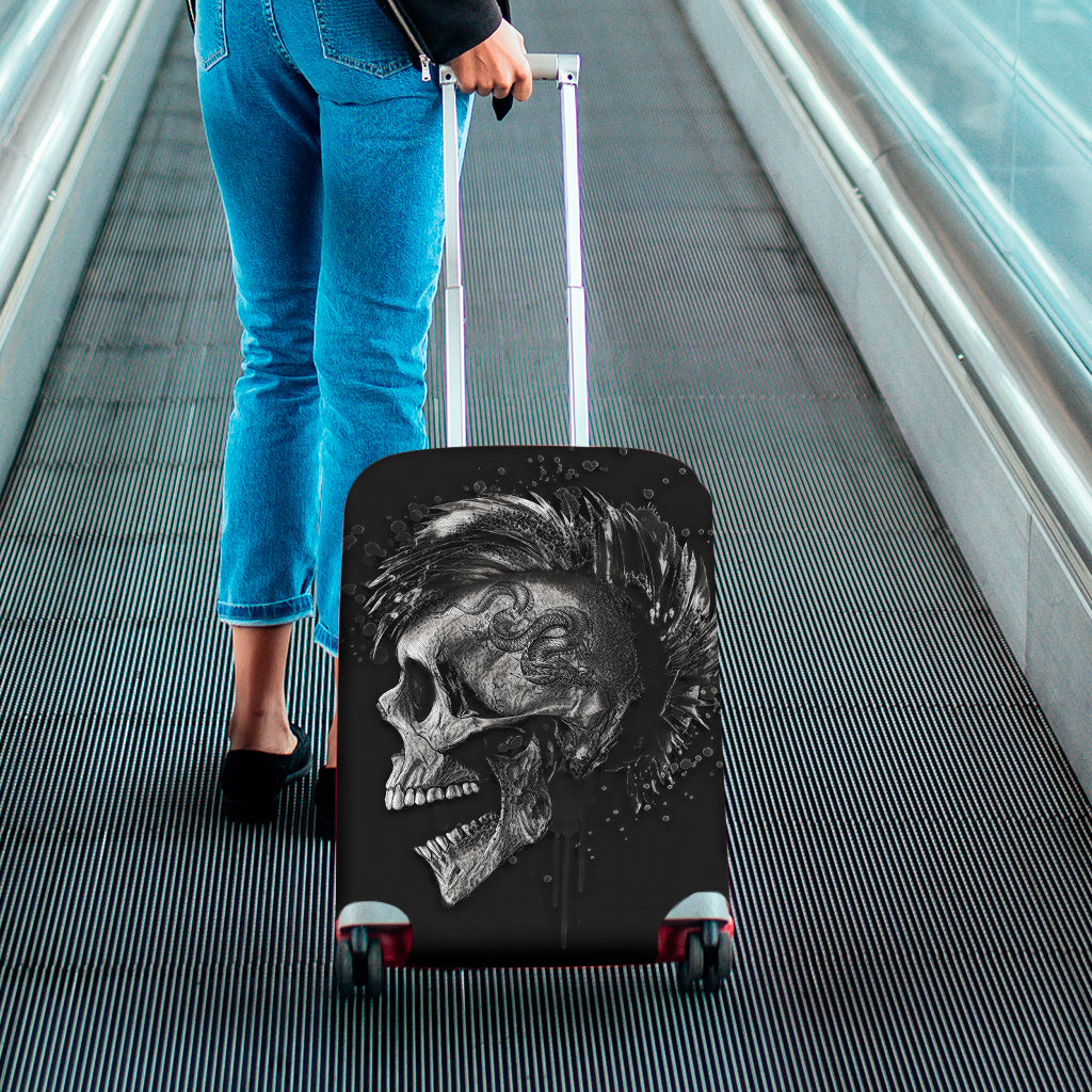 Monochrome Punk Skull Print Luggage Cover