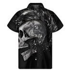 Monochrome Punk Skull Print Men's Short Sleeve Shirt