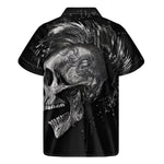 Monochrome Punk Skull Print Men's Short Sleeve Shirt
