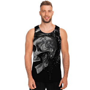 Monochrome Punk Skull Print Men's Tank Top