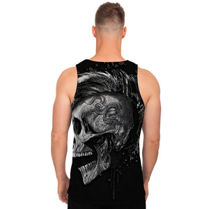 Monochrome Punk Skull Print Men's Tank Top