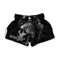 Monochrome Punk Skull Print Muay Thai Boxing Shorts