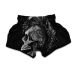 Monochrome Punk Skull Print Muay Thai Boxing Shorts