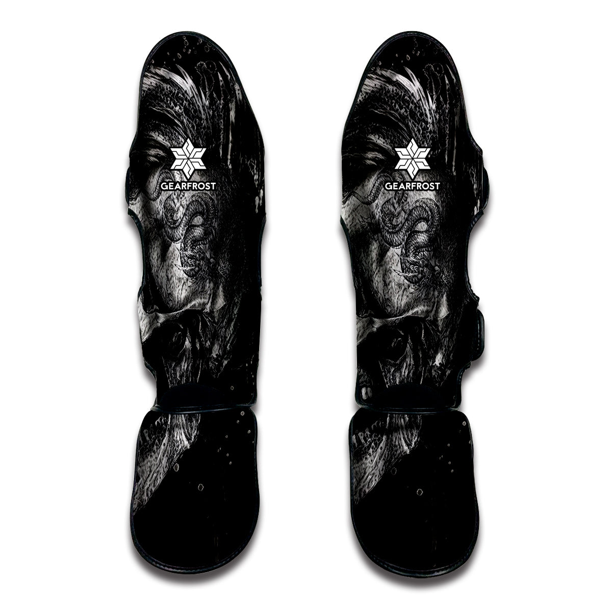 Monochrome Punk Skull Print Muay Thai Shin Guard