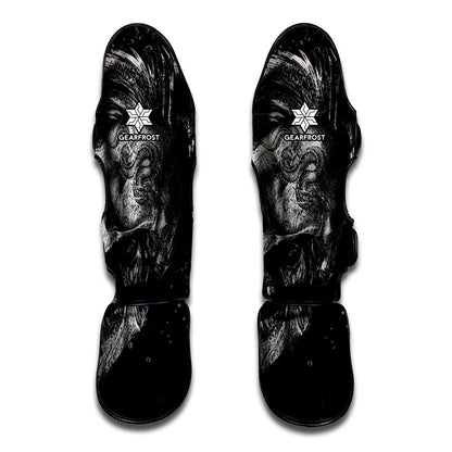 Monochrome Punk Skull Print Muay Thai Shin Guard
