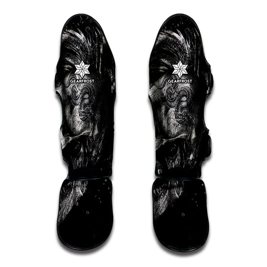 Monochrome Punk Skull Print Muay Thai Shin Guard