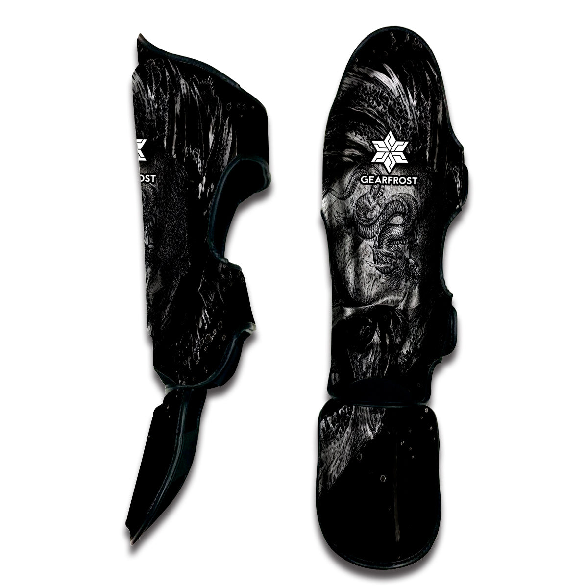 Monochrome Punk Skull Print Muay Thai Shin Guard