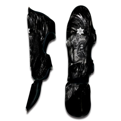 Monochrome Punk Skull Print Muay Thai Shin Guard