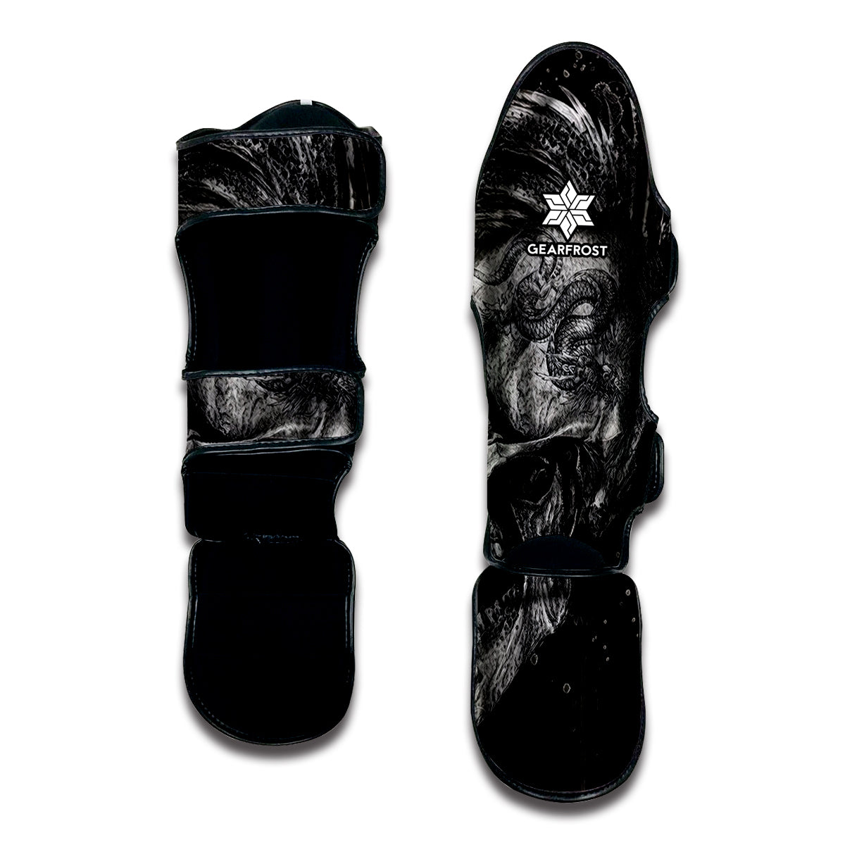 Monochrome Punk Skull Print Muay Thai Shin Guard