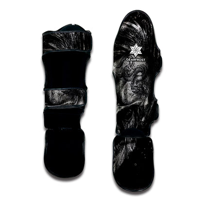 Monochrome Punk Skull Print Muay Thai Shin Guard