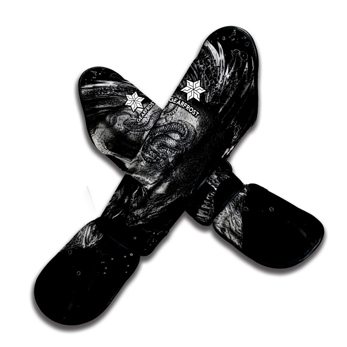 Monochrome Punk Skull Print Muay Thai Shin Guard