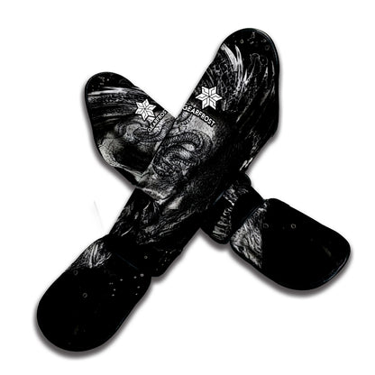 Monochrome Punk Skull Print Muay Thai Shin Guard
