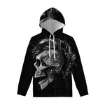 Monochrome Punk Skull Print Pullover Hoodie