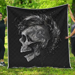 Monochrome Punk Skull Print Quilt