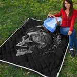 Monochrome Punk Skull Print Quilt